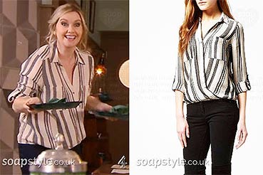 Diane striped blouse / shirt worn on Hollyoaks