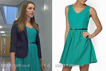 Sienna green skater dress worn on Hollyoaks