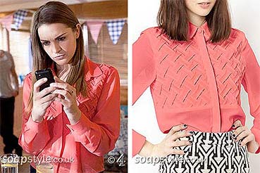 Sienna pink blouse worn in Hollyoaks Sienna pink blouse worn in Hollyoaks