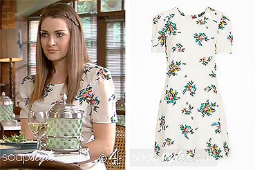 White floral dress Sienna wears in Hollyoaks