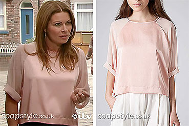 Carla Connor pink top on Coronation Street