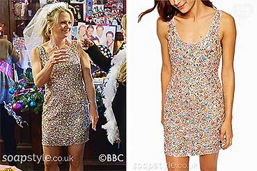Linda sparkly jewel embellished dress on EastEnders