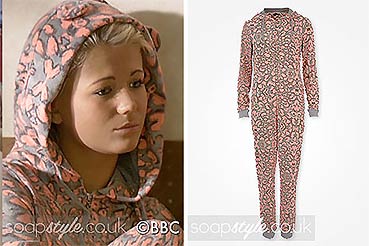 Lola animal print onesie on EastEnders Lola animal print onesie on EastEnders
