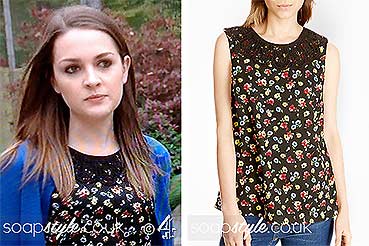 Sienna Hollyoaks Clothes - Black Floral Top Sienna Hollyoaks Clothes - Black Floral Top