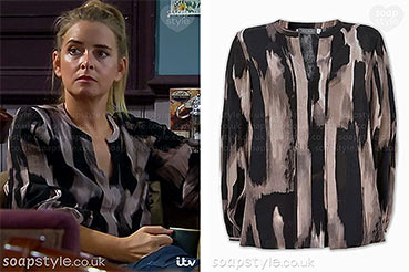 Charity Emmerdale Clothes: Black & Grey Top / Blouse