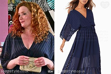 Fiz in Coronation Street Navy Blue Dress