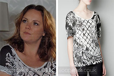 Janine Clothes EastEnders - Black White Top