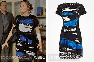 Janine EastEnders Clothes - Blue and White Dress