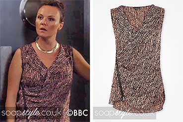 Janine Outfits EastEnders - Brown Print Top