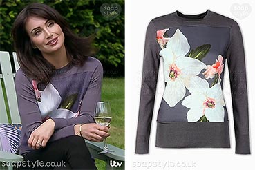 Leyla in Emmerdale Purple Flower Top / Jumper