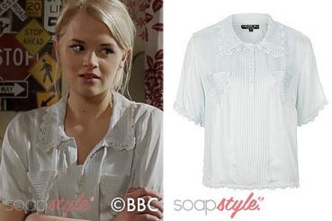 Lucy Beale in EastEnders white broderie lace top Lucy Beale in EastEnders white broderie lace top