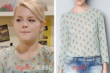 Lucy Beale in EastEnders corgi dog print blouse Lucy Beale in EastEnders corgi dog print blouse