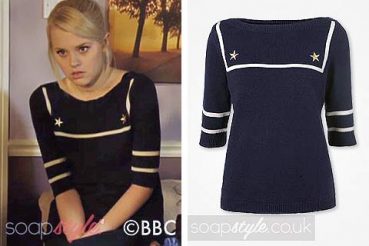 Lucy Beale in EastEnders navy nautical sailor knitted top Lucy Beale in EastEnders navy nautical sailor knitted top