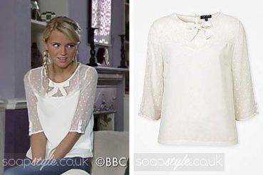Lucy Beale in EastEnders white polka dot top Lucy Beale in EastEnders white polka dot top