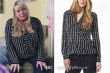 Sharon in EastEnders White Stripe Blouse